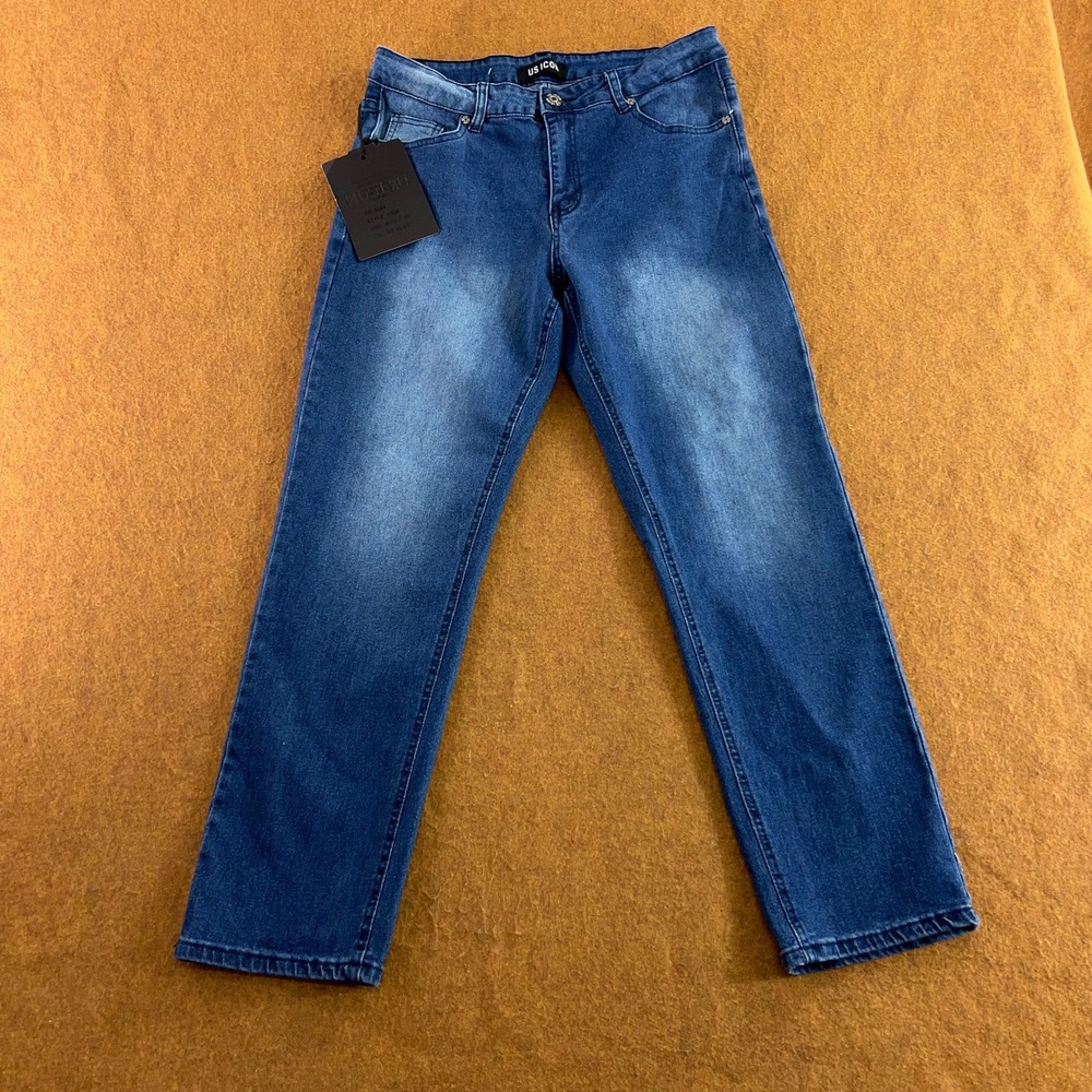 US ICON Mens 29x29 Medium Blue Artisan Wash Straight Leg Jeans NWT
